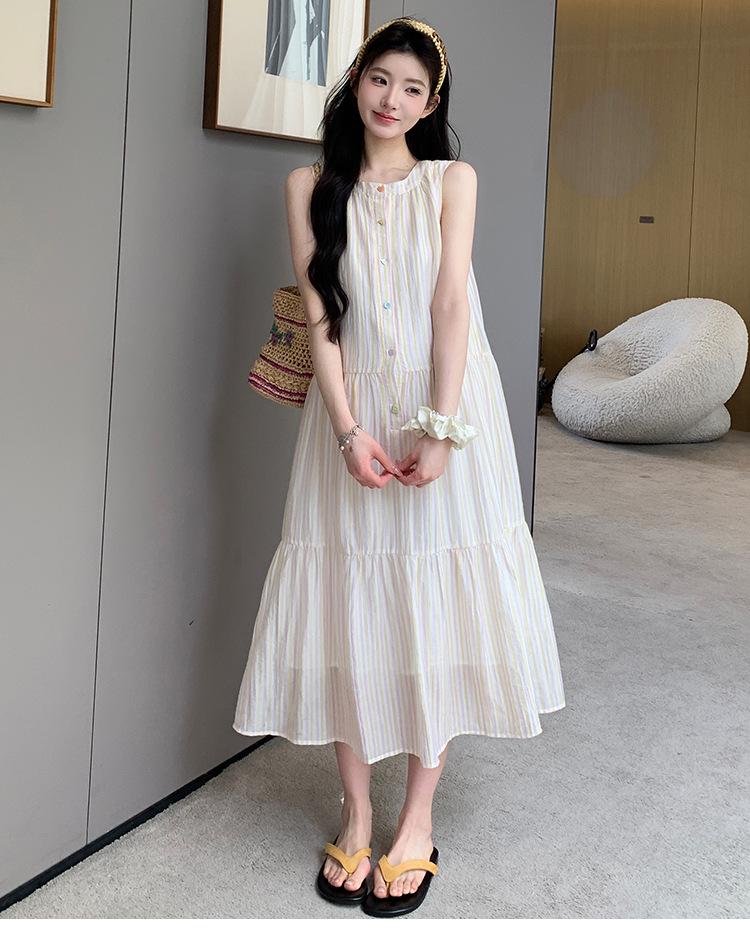 Korean Style Fresh Fashion Sleeveless Pleated Maternity Dress for Summer 2026