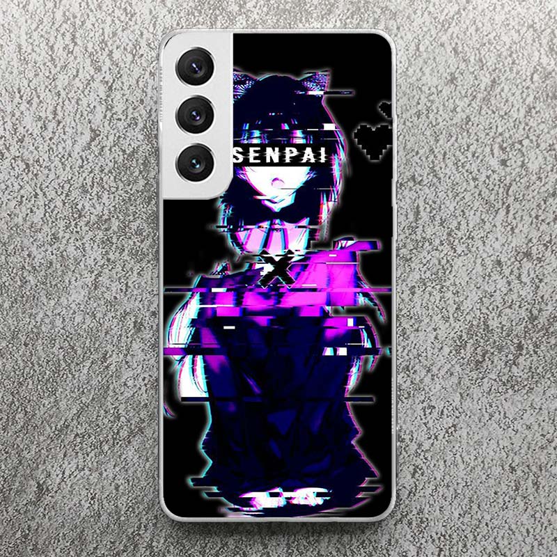 LEWD Sad Girl Japanese Anime Print Soft Case for Samsung Galaxy S25 S24 S23 S22 Ultra S21 Plus S20 FE Phone Shell S10 + Pattern