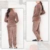 factory Fluffy Microfiber Pajama Top and Long Loungewear for Fall and Warm and Comfortable and One Size Fits Y's Women's Set, Open-Front Pants,