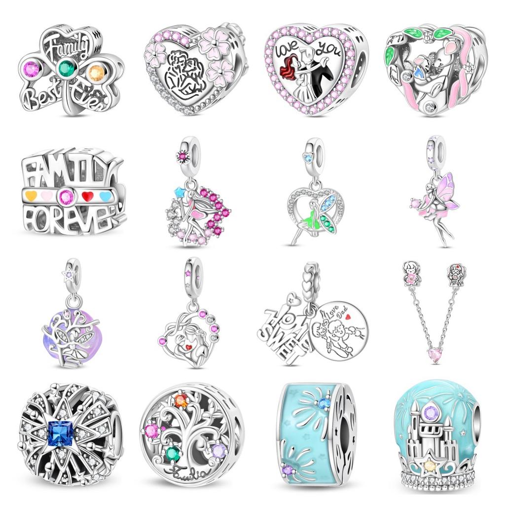 S925 Silver DIY Charm Bead Pendant For Handmade Bracelet Necklace Jewelry Making Family Valentine's Day Gift Accessories