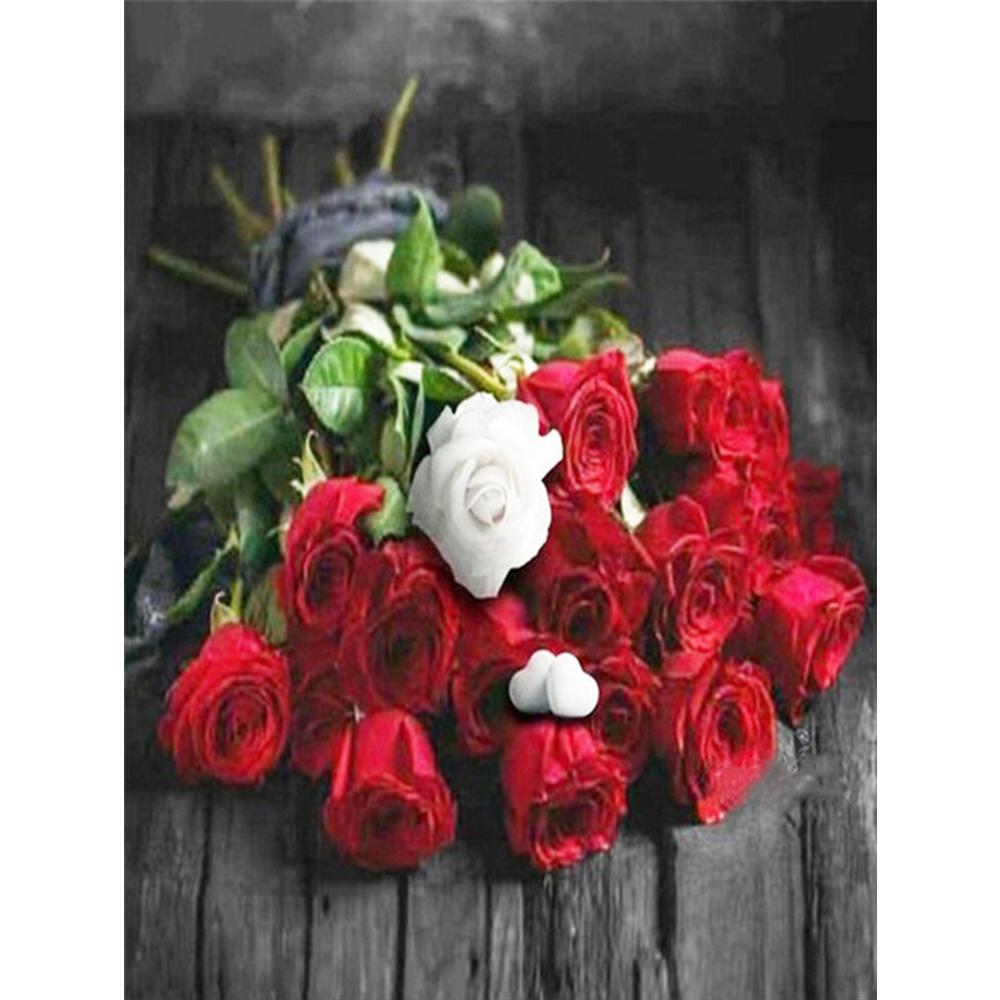 Full 5D Diamond Painting Black and White Rose DIY Diamond Embroidery Diamond Mosaic Cross Stitch Kits Home Decor Gift