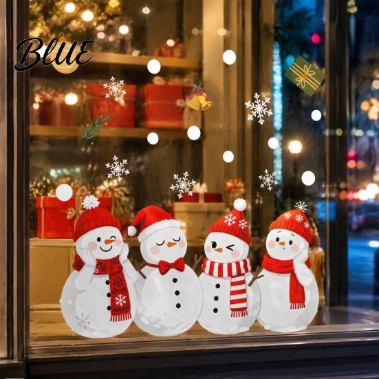 Snowman Window Cling 1/2 Sheets Christmas Cling Cartoon Decorative Glass Clings Sticker Waterproof Static Decal for Winter Holiday Party Decorations