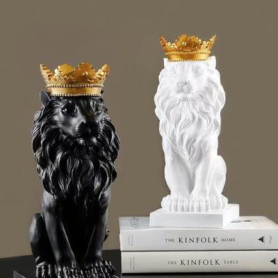 Löwe Tierfiguren Harz Krone Löwen Statue handgefertigt Kunstwerk Geschenk Home Office Dekor Ornament Wohnzimmer Schreibtisch Home Decor