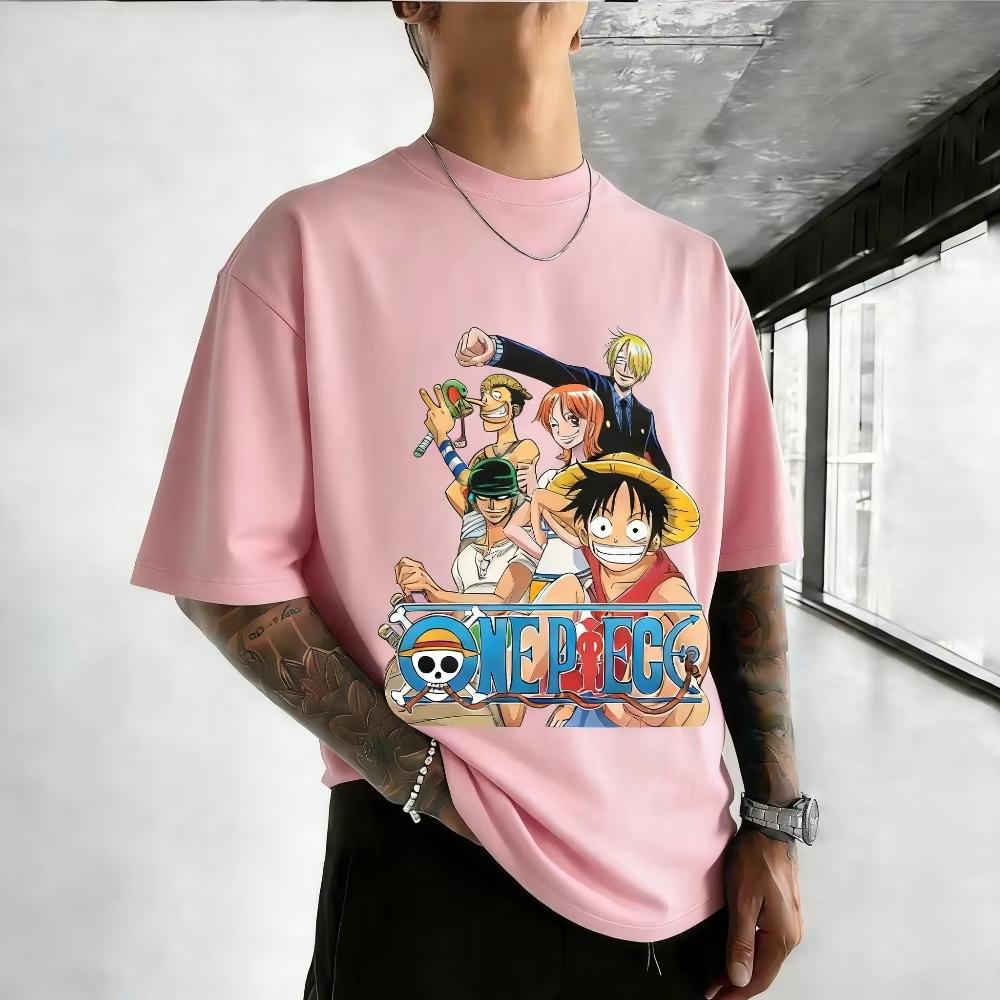 Unisex Pure Cotton Tshirt One Piece Character Luffy Summer 2026 New Product Anime Print Loose Short Sleeves