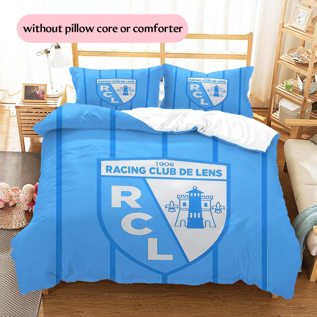 Racing Club De Lens Pattern Bedding Quilt Set Home Decoration Gift (1 * Duvet Cover + 2 * Pillowcase Without Core)