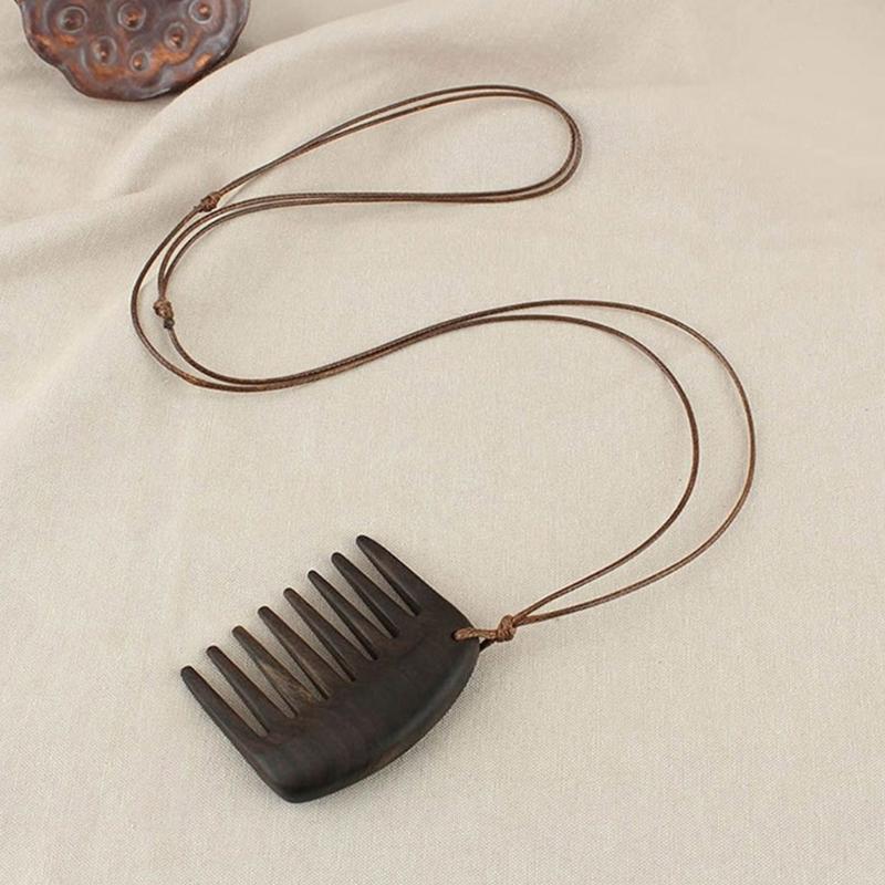Módní náhrdelník s dřevěným hřebenem, nastavitelná délka, klíční kost, přenosný, dámské šperky pro úpravu vlasů