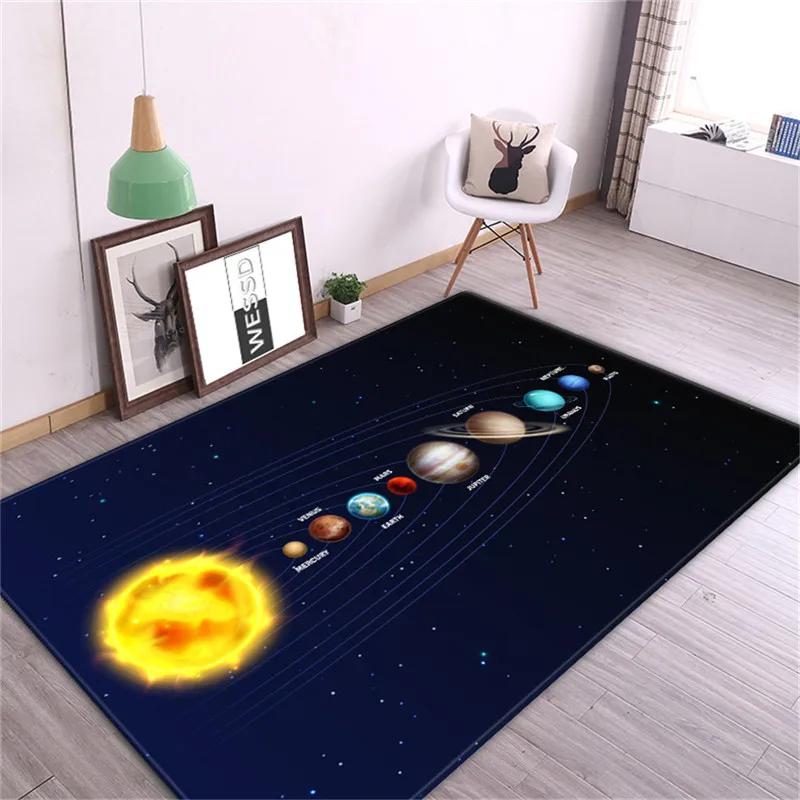 3D Solar System Children Room Carpet Space Planet Rug for Boy Bedroom Anti-slip Mat Bathroom Home Decor Play Crawling Floor Mat
