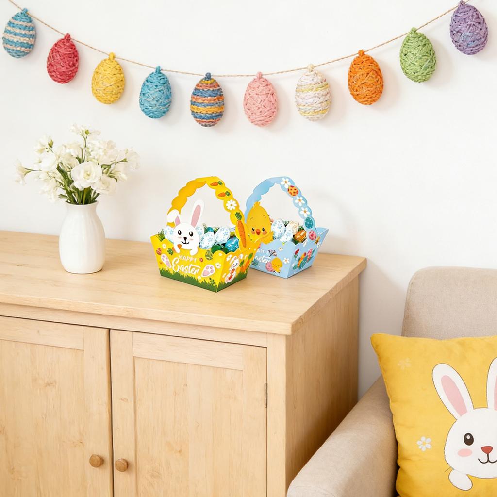 12 sztuk Wielkanocne Koszyczki Ręczne Króliczek Jajko Imprezowe Torebki na Prezenty Pudełka na Prezenty