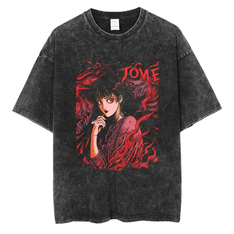 Streetwear Oversize Acid Tričko Pro Muže Ženy Thriller Komiksová Grafika Tričko Léto Prané Staré FuJiang Anime Top Trička