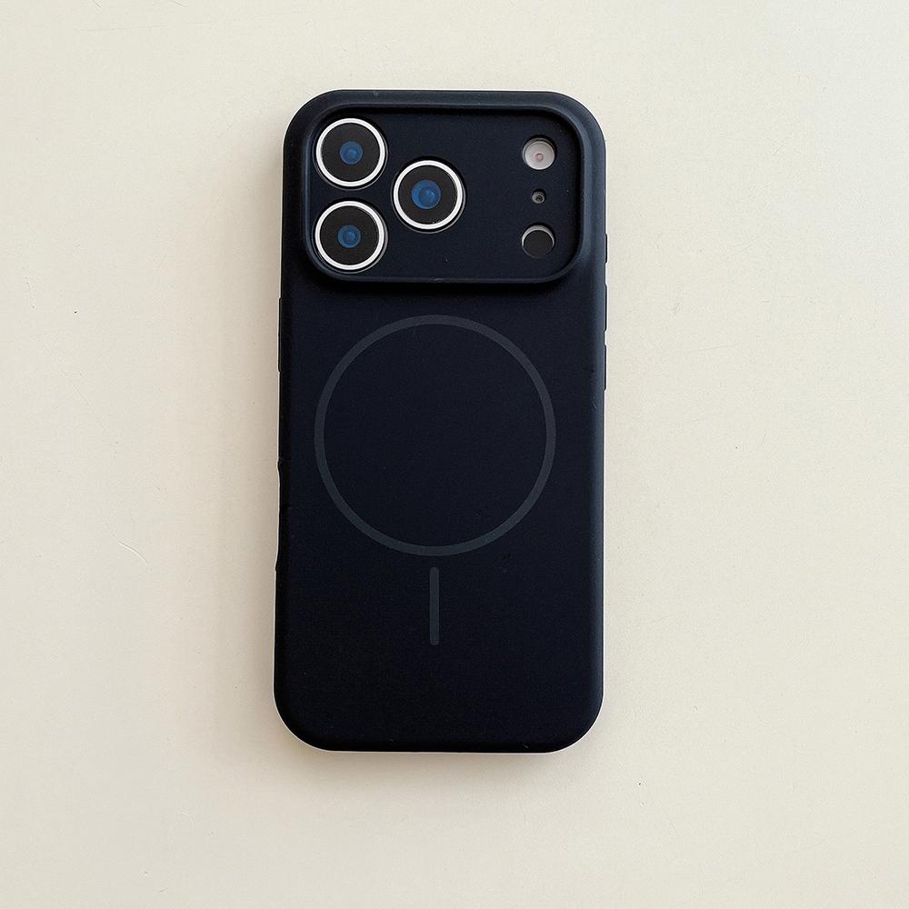 For Magsafe Magnetic Wireless Charging Luxury Solid Color Silicone Lens Protection Phone Case For iPhone17 Air 16 15 Pro Max