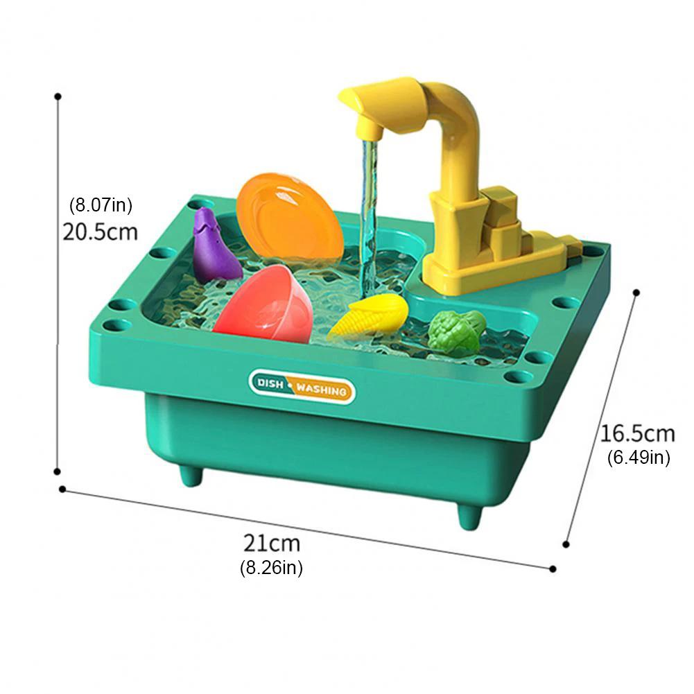 Table de Lavage de Vaisselle Non Toxique pour Enfants Cuisine Jeu de Rôle Robinet Cycle de Sortie Eau de Recyclage Kit d'Évier Électrique Jouets en Plastique pour Enfants Cadeaux