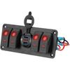 24390 Universal Switch Panel Assembly ABS Aluminum Construction Dual USB Port Digital Voltmeter IP65 Waterproof CE Certified 12V/24V Operation