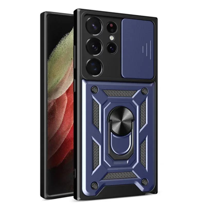 Kryt na objektiv fotoaparátu Armor Slide pro Samsung Galaxy S24 S23 S22 S21 S20 Plus Note 20 Ultra A54 A53 5G S23 S20 FE Kryt s nárazníky