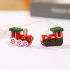 1 Set Glam Style Christmas Tree Ornaments, Geometric Pattern Wooden Train Hanging Decor, Lacquered Finish, Arts Theme,No Electricity or Battery Needed