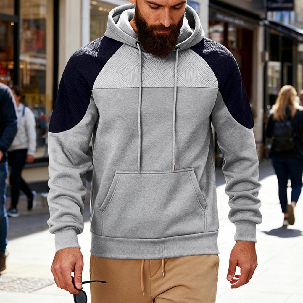 Męska Luźna Rekreacyjna Outdoorowa Z Kapturem Kaptur Kontrastowe Kolory Bluza z Kapturem
