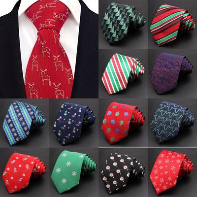 Classic Red Green Christmas Tie, For Men Women, Snow Santa Claus Ties, Party, Neckties