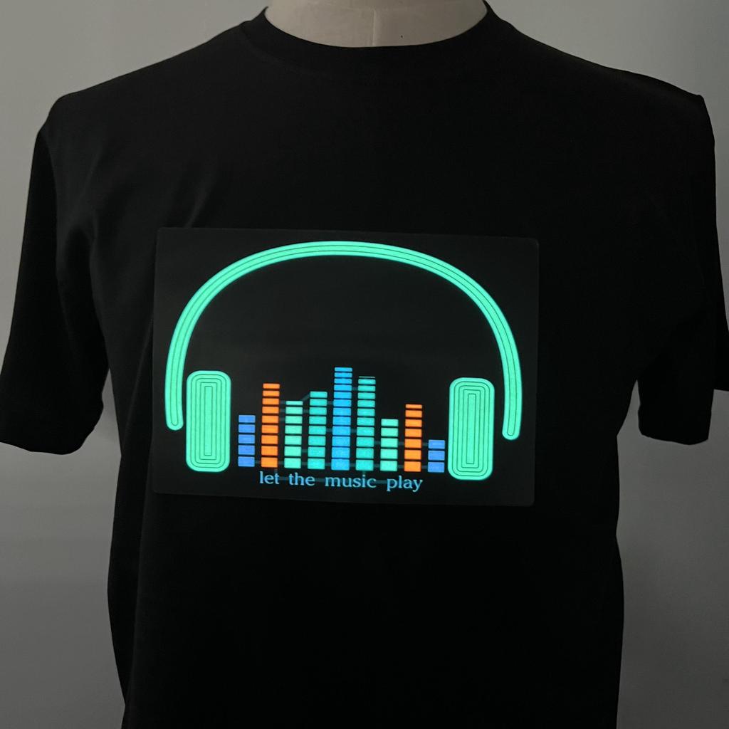 HDE T-shirt Con LED Attivati Dal Suono – Rimovibile, Nera, Taglia Unica