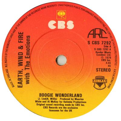 Disque 7 pouces EARTH, WIND & FIRE, THE EMOTIONS - Boogie Wonderland SCBS7292 CBS, ARC 1979 UK Soul/Funk Occasion