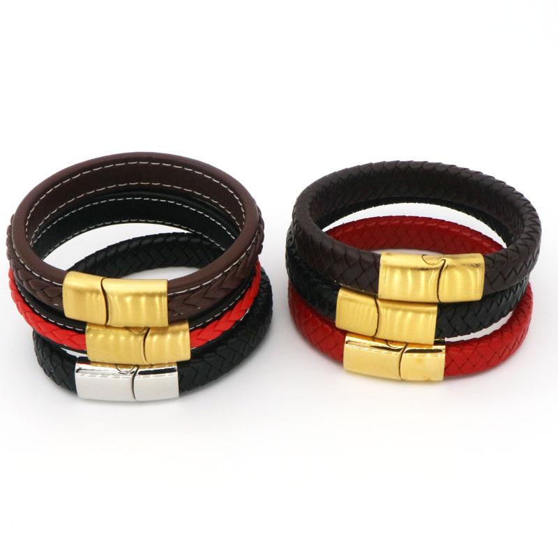 Meier Titanium Steel Braided Bracelet Leather Cord Men's and Women's Stainless Steel Bracelet Jewelry Braided Bracelet