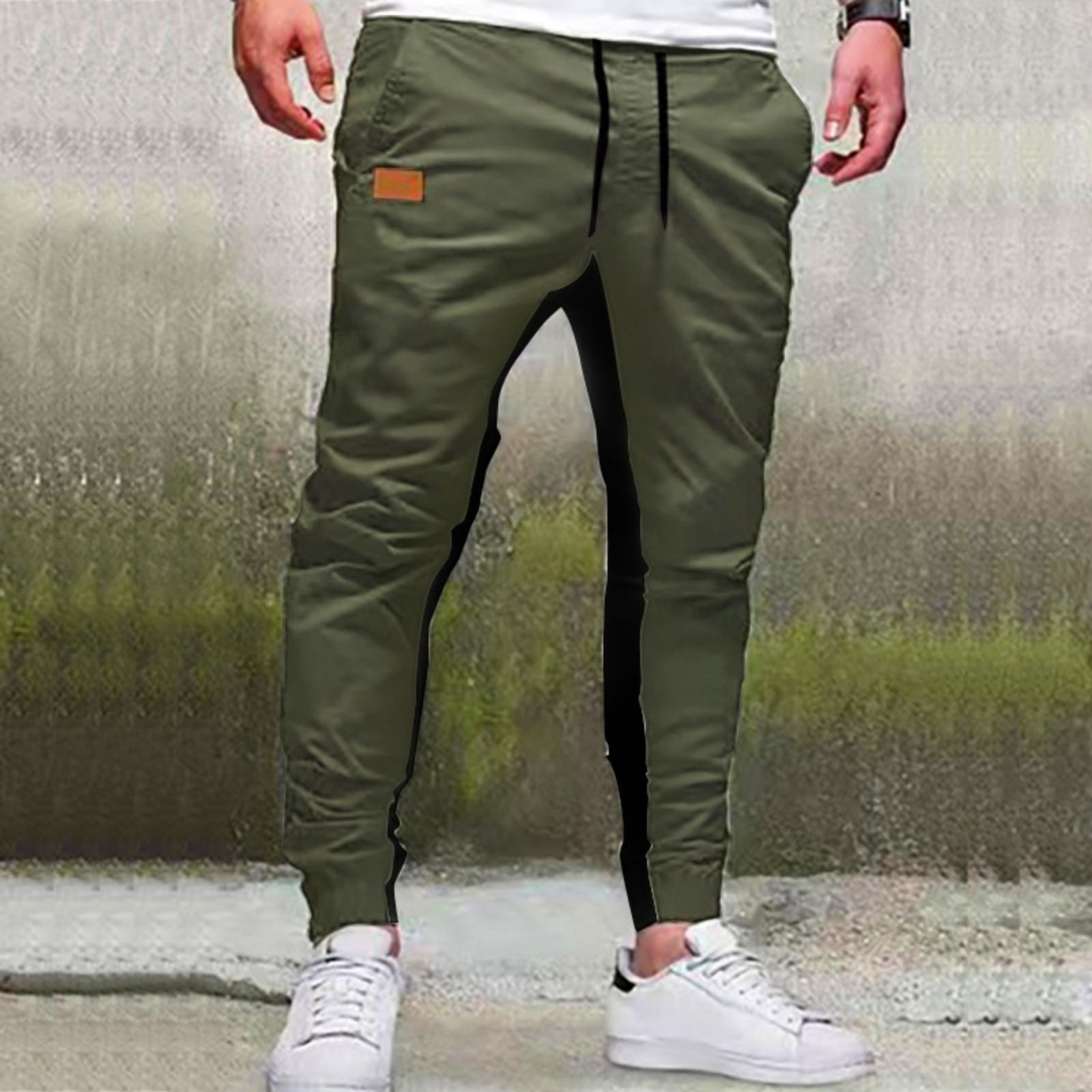 

Men s Drawstring Color-blocked Tight-fitting Casual Workwear Trousers XXXL