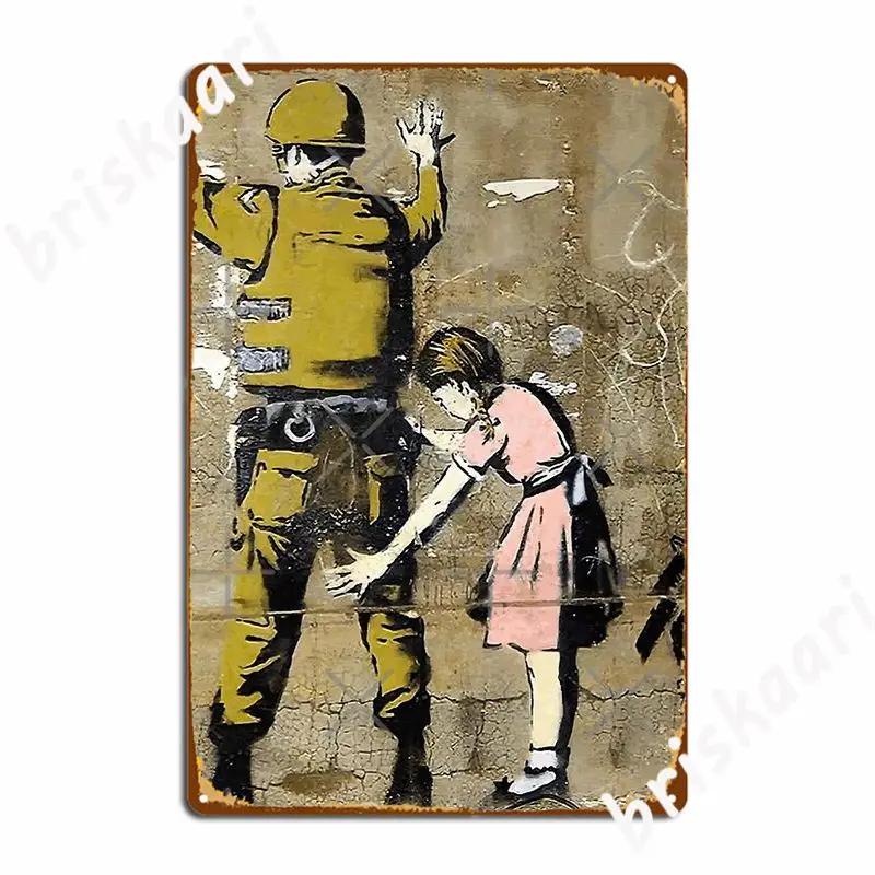 

Banksy Girl Searching Soldier Metal Plaque Poster Plaques Personalized Wall Cave Club Bar Tin Sign Poster 20x30cm