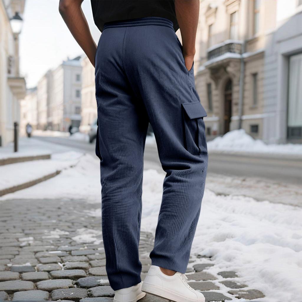Herren Cargohose mit geradem Bein, Mehrere Taschen, Lockerer Schnitt, Atmungsaktiv, Lässige Lange Hose