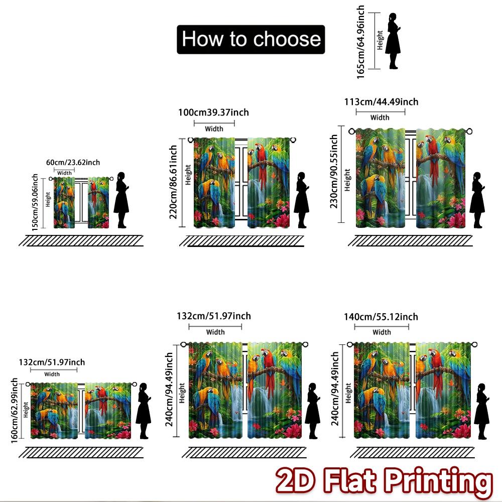 2D flat Photography Backdrop Photography Banner Colorful Parrots in Jungle 100% Polyester Holiday Decorations Use for