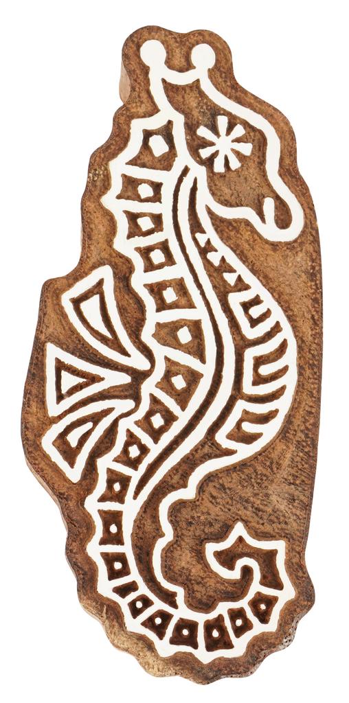 IBA Indianbeautifulart Textile Printing Block Sea Horse Hand Carved Wooden Stamp Wood Block Printing Textile Stamps For Fabric  Pottery Blocks-3