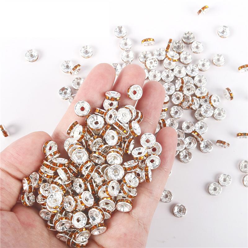 

100pcs 6mm 8 mm Crystal Rondelle Beads Bulk Loose Rhinestone Spacer Beads for Diy Necklace Bracelet Jewelry Making Accessories 6mm
