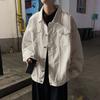 Mens White Washed Denim Jacket Casual Oversized Streetwear Outerwear