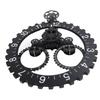European Style Retro Mechanical Gear Clock Single Sided Pointer Digit Display Big Wheel Wall Clock Black