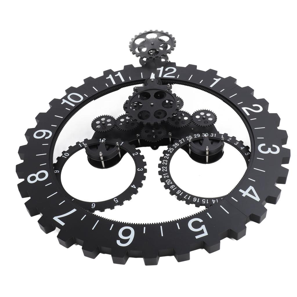 European Style Retro Mechanical Gear Clock Single Sided Pointer Digit Display Big Wheel Wall Clock Black