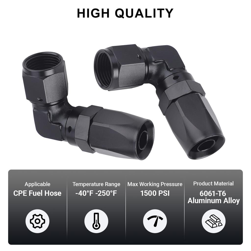 Aluminium 45 Degree 90 Degree 2 PCS Hose End Fitting Swivel Adapter AN4 AN6 AN8 AN10 For Oil Fuel CPE Line Car Oil Cooler Kit