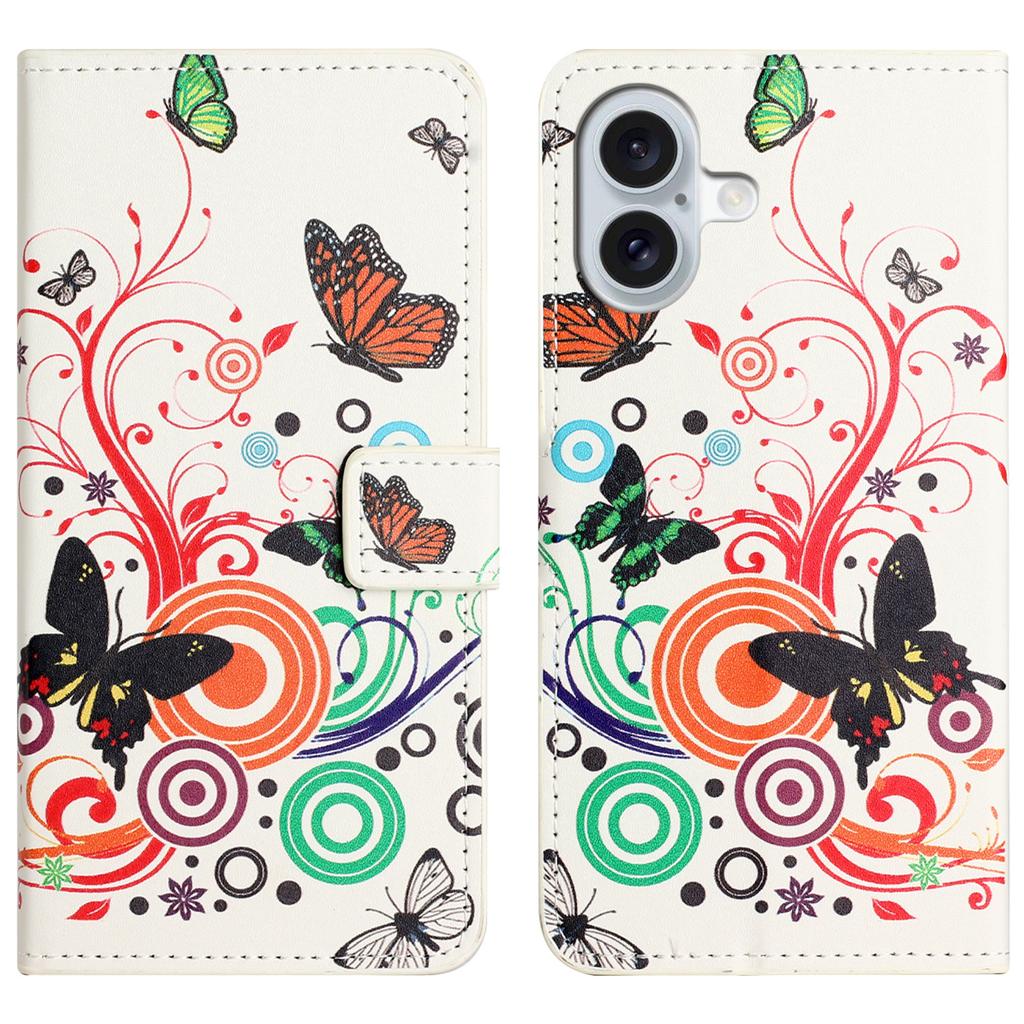 For iPhone 16 Plus Wallet Case Pattern Print PU Leather Flip Phone Cover