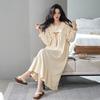 Dámská těhotenská noční košile v korejském stylu ze 100% čisté bavlny s antibakteriální úpravou a dlouhým rukávem - Volný střih na podzim/zimu/jaro