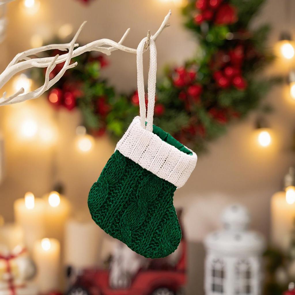 Mingguan New Cartoon Striped Christmas Stocking and Knife Fork Set Pendant Gift Bag