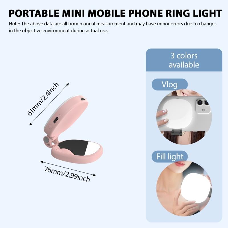 Rechargeable Magnetic LED Circle Light For Smartphone Rotating Angle Individual Portrait Mirror Portable Studio Lighting Type C Charging