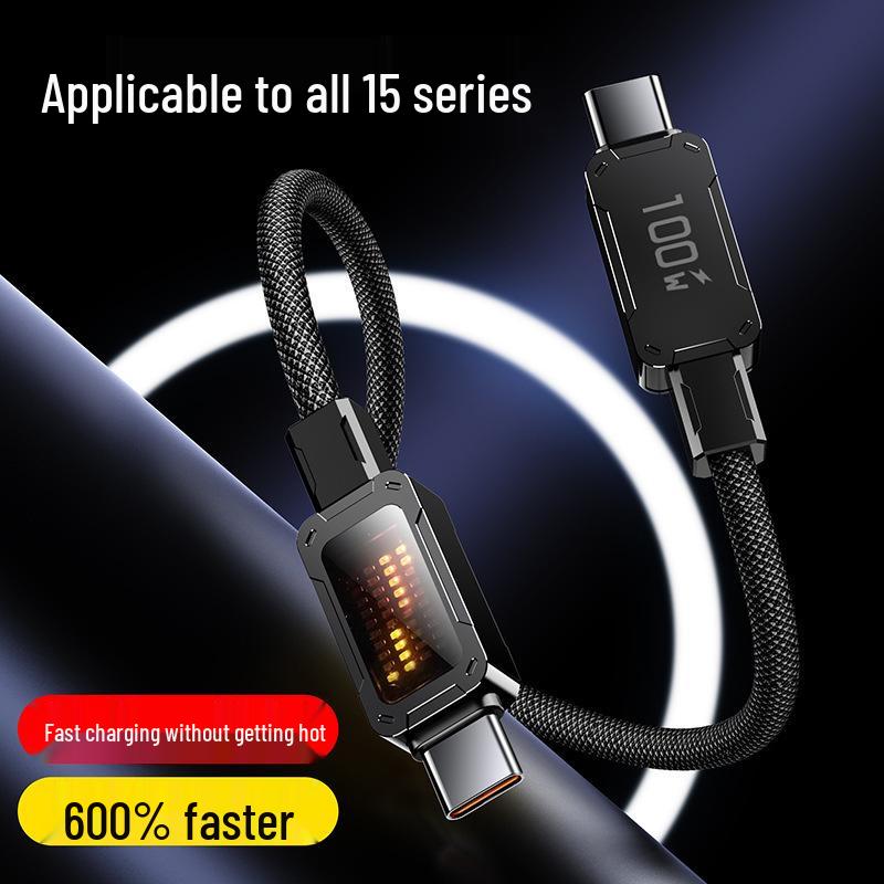 Mecha Luminous 100W Fast Charging Dual Type-C Data Cable for Apple & Huawei Devices