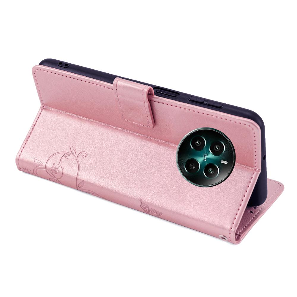 For Realme 12 4G/12+ 5G Case Butterfly Flower Leather Magnetic Closure Phone Cover