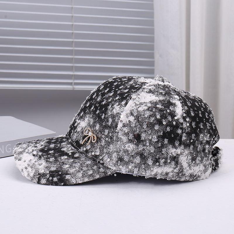 Spring and summer new fashion niche sequins old hole design baseball cap outdoor street racket travel sunshade sunscreen cap