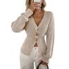 Minimalist V-Neck Button Knit Cardigan Sweater for European and American Women
