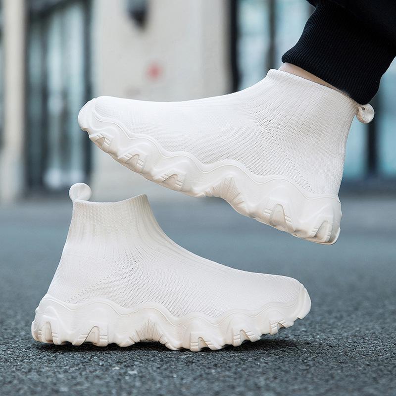 Children'S Fly-Knitted Socks Shoes One Pedal Medium And Older Children'S Elastic Knitted Shoes Boys And Girls Sports