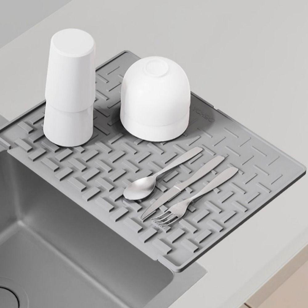 Heat Insulation Silicone Drainage Mat Slope Design Kitchen Sink Storage Mat  Dish Drying