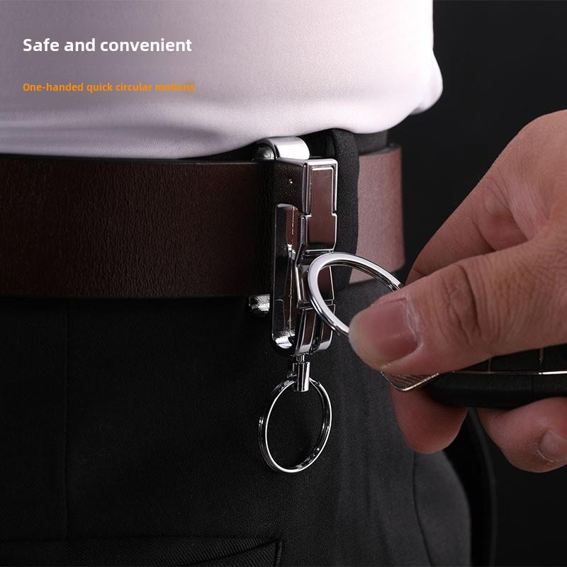 Zhongbang Men's Creative Metal Double Ring Detachable Anti-Lost Car Keychain Pendant