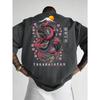 Fashionable Men Pure Cotton Summer New Dragon Print Flower Comfortable Breathable Round Neck T-shirt Outdoor