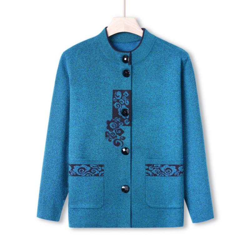Middle-aged Knitted Sweater New Autumn Cardigan Jacket Year-old 0 Mother Sweater Old Man Lady Clothes