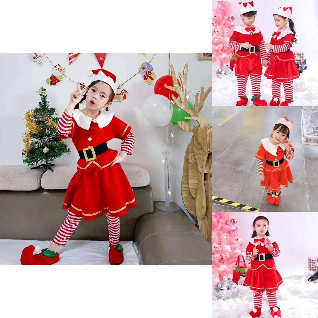 Vaikams mielas Kalėdų Senelis Elf Kalėdinis Cosplay Apranga Šventės Persirengimo Kostiumas