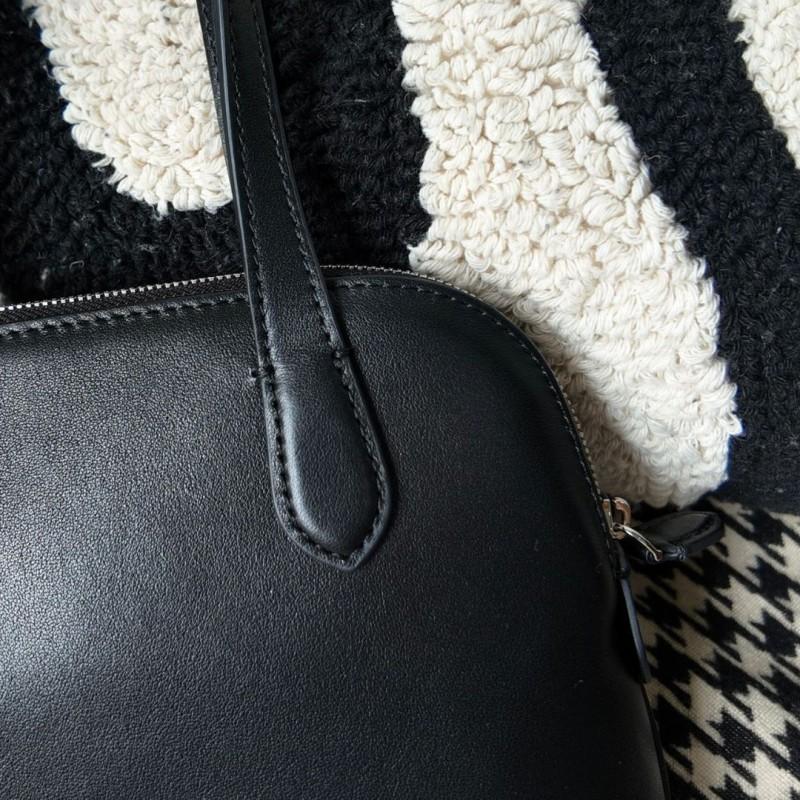 Genuine Leather Shell Crossbody Bag Women Minimalist Top-Grain Cowhide Handbag With Zip Small Size 22x5x15cm