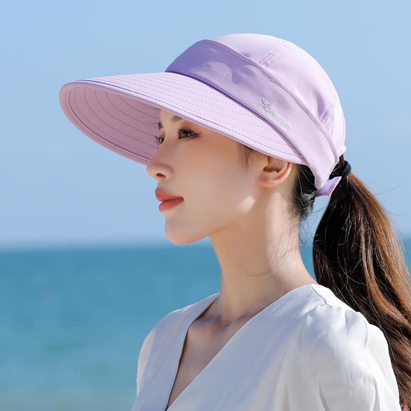 Women's Pink UV Protection Sun Hat with Removable Top - Breathable, Wide Brim Sports Cap for Beach and Outdoor Activities, Adjustable Drawstring