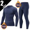 2-piece Autumn And Winter Men's Mid Neck Warm Long Sleeved Pants Set Casual Plus Size Solid Color Versatile Sports Base Shirt